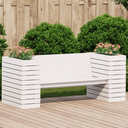 Bank mit Pflanzgefäßen aus massivem weißem Kiefernholz, 167,5 x 60 x 65 cm von , Outdoor-Sofas - Ref: Foro24-832544, Preis: 2...