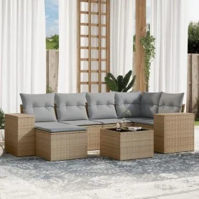 7-piece garden sofa set and beige synthetic rattan cushions by , Garden sets - Ref: Foro24-3255206, Price: 493,49 €, Discount: %