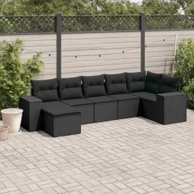7-teiliges Garten-Essset und schwarze Kissen aus synthetischem Rattan von , Gartensets - Ref: Foro24-3255212, Preis: 460,88 €...