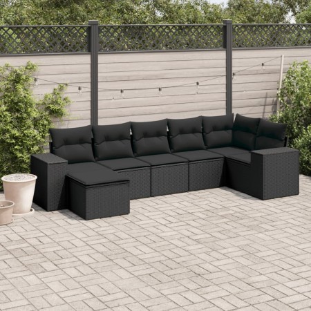 7-piece garden dining set and black synthetic rattan cushions by , Garden sets - Ref: Foro24-3255212, Price: 468,03 €, Discou...