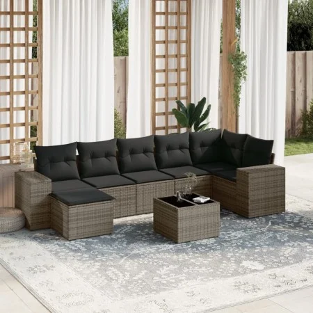 8-teiliges Gartensofa-Set und graue synthetische Rattankissen von , Gartensets - Ref: Foro24-3255227, Preis: 501,32 €, Rabatt: %