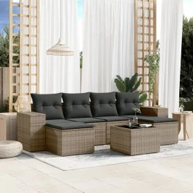 7-piece garden sofa set with gray PE rattan cushions by , Garden sets - Ref: Foro24-3255267, Price: 420,85 €, Discount: %
