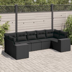 7-teiliges Garten-Essset und schwarze Kissen aus synthetischem Rattan von , Gartensets - Ref: Foro24-3255322, Preis: 489,07 €...