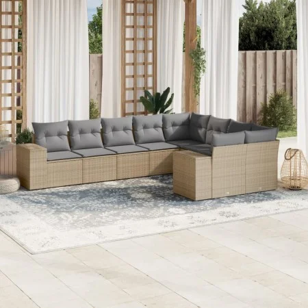 9-teiliges Gartensofa-Set mit beigen synthetischen Rattankissen von , Gartensets - Ref: Foro24-3255376, Preis: 628,09 €, Raba...