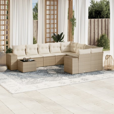 Garden sofa set with beige cushions 10 pieces synthetic rattan by , Garden sets - Ref: Foro24-3255395, Price: 740,98 €, Disco...