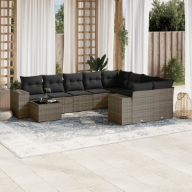 10-piece garden sofa set with gray synthetic rattan cushions by , Garden sets - Ref: Foro24-3255397, Price: 627,02 €, Discoun...