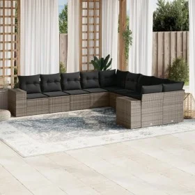 10-piece garden sofa set with gray synthetic rattan cushions by , Garden sets - Ref: Foro24-3255447, Price: 628,15 €, Discoun...