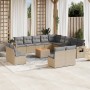 Gartensofa-Set 14-teilig und beige synthetische Rattankissen-Mischung von , Gartensets - Ref: Foro24-3257151, Preis: 870,63 €...