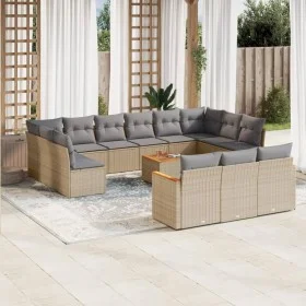 Gartensofa-Set 14-teilig und beige synthetische Rattankissen-Mischung von , Gartensets - Ref: Foro24-3226465, Preis: 852,80 €...