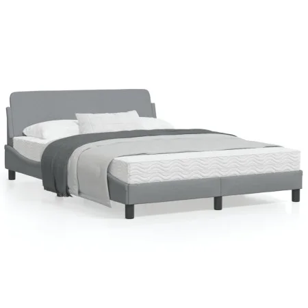 Light gray fabric bed frame with headboard 120x200 cm by , Beds and slatted bases - Ref: Foro24-373145, Price: 126,07 €, Disc...