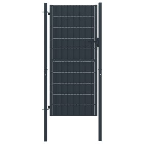 Puerta de valla de PVC y acero gris antracita 100x124 cm