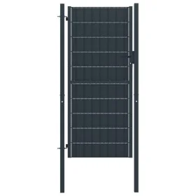 PVC and anthracite grey steel fence gate 100x124 cm by vidaXL, garden gates - Ref: Foro24-145234, Price: 230,06 €, Discount: %