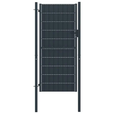 PVC and anthracite grey steel fence gate 100x124 cm by vidaXL, garden gates - Ref: Foro24-145234, Price: 230,06 €, Discount: %