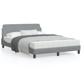 Hellgrauer Stoffbettrahmen mit Kopfteil 140x200 cm von , Betten und Lattenroste - Ref: Foro24-373185, Preis: 174,93 €, Rabatt: %