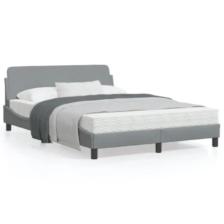 Light gray fabric bed frame with headboard 140x200 cm by , Beds and slatted bases - Ref: Foro24-373185, Price: 171,97 €, Disc...