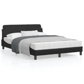 Bed frame with headboard black synthetic leather 120x200cm by , Beds and slatted bases - Ref: Foro24-373158, Price: 141,12 €,...