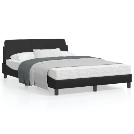 Bed frame with headboard black synthetic leather 120x200cm by , Beds and slatted bases - Ref: Foro24-373158, Price: 141,12 €,...
