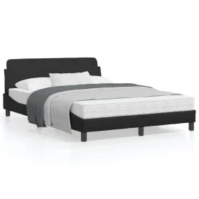 Bed frame with headboard black synthetic leather 140x200cm by , Beds and slatted bases - Ref: Foro24-373198, Price: 146,19 €,...
