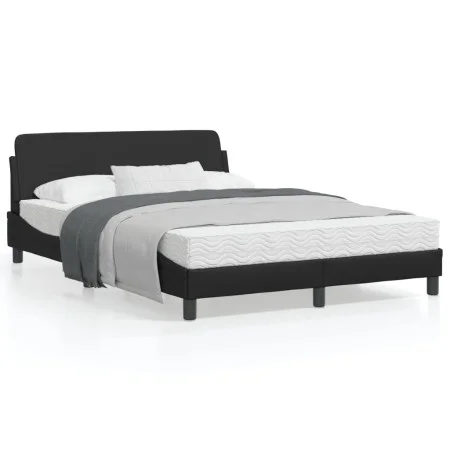 Bettgestell mit Kopfteil aus schwarzem Kunstleder 140x200cm von , Betten und Lattenroste - Ref: Foro24-373198, Preis: 146,80 ...