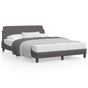 Estructura de cama con cabecero cuero sintético gris 140x200cm de , Camas y somieres - Ref: Foro24-373201, Precio: 144,73 €, ...