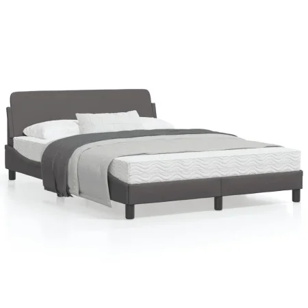 Estructura de cama con cabecero cuero sintético gris 140x200cm de , Camas y somieres - Ref: Foro24-373201, Precio: 142,51 €, ...