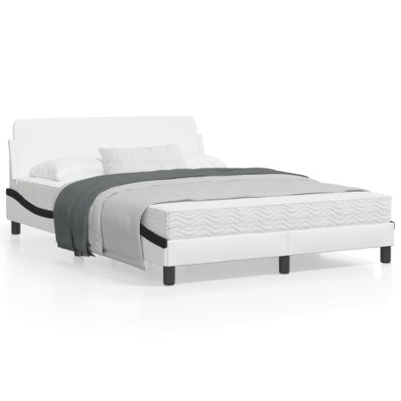 Black white synthetic leather headboard bed frame 120x200cm by , Beds and slatted bases - Ref: Foro24-373164, Price: 144,03 €...
