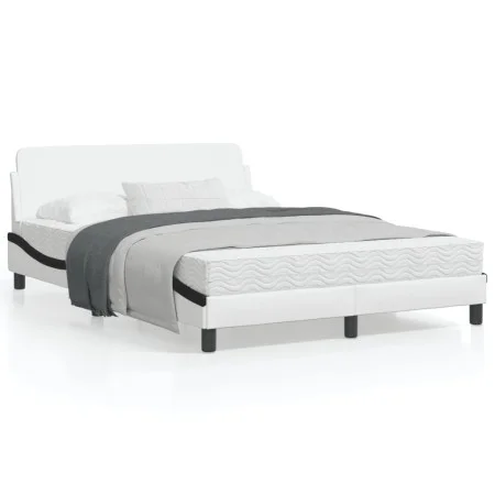 Estructura cama cabecero cuero sintético blanco negro 120x200cm de , Camas y somieres - Ref: Foro24-373164, Precio: 142,13 €,...