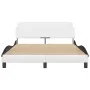 Estructura cama cabecero cuero sintético blanco negro 120x200cm de , Camas y somieres - Ref: Foro24-373164, Precio: 142,13 €,...