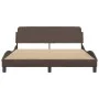 Brown synthetic leather headboard bed frame 160x200 cm by , Beds and slatted bases - Ref: Foro24-373220, Price: 188,65 €, Dis...