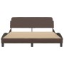 Estructura de cama cabecero cuero sintético marrón 160x200 cm de , Camas y somieres - Ref: Foro24-373220, Precio: 192,37 €, D...