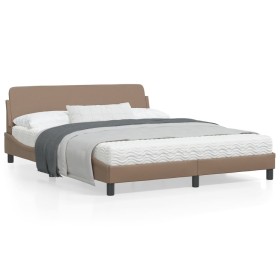 Bettgestell mit Kopfteil aus Cappuccino-Kunstleder, 160 x 200 cm von , Betten und Lattenroste - Ref: Foro24-373222, Preis: 18...