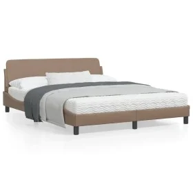 Cappuccino synthetic leather headboard bed frame 160x200cm by , Beds and slatted bases - Ref: Foro24-373222, Price: 169,27 €,...
