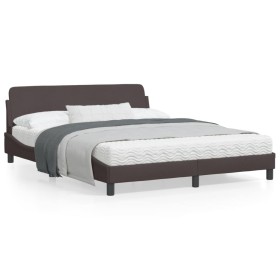 Bed frame with headboard in brown fabric 160x200 cm by , Beds and slatted bases - Ref: Foro24-373208, Price: 193,56 €, Discou...