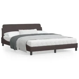 Bed frame with headboard in brown fabric 160x200 cm by , Beds and slatted bases - Ref: Foro24-373208, Price: 189,92 €, Discou...