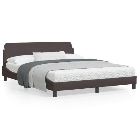 Bed frame with headboard in brown fabric 160x200 cm by , Beds and slatted bases - Ref: Foro24-373208, Price: 193,56 €, Discou...