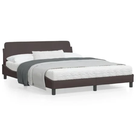 Bettgestell mit Kopfteil aus braunem Stoff 160x200 cm von , Betten und Lattenroste - Ref: Foro24-373208, Preis: 189,91 €, Rab...