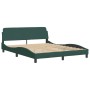 Estructura cama con cabecero terciopelo verde oscuro 160x200 cm