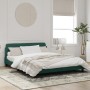 Estructura cama con cabecero terciopelo verde oscuro 160x200 cm