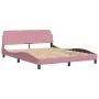 Estructura de cama con cabecero de terciopelo rosa 160x200 cm de , Camas y somieres - Ref: Foro24-373217, Precio: 151,21 €, D...