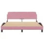 Estructura de cama con cabecero de terciopelo rosa 160x200 cm de , Camas y somieres - Ref: Foro24-373217, Precio: 151,21 €, D...