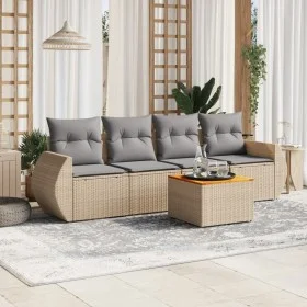 Garden sofa set with cushions 5 pieces beige synthetic rattan by , Garden sets - Ref: Foro24-3224883, Price: 323,14 €, Discou...
