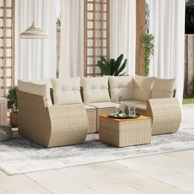 7-piece garden sofa set and beige synthetic rattan cushions by , Garden sets - Ref: Foro24-3257234, Price: 526,81 €, Discount: %