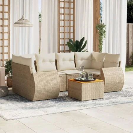 7-piece garden sofa set and beige synthetic rattan cushions by , Garden sets - Ref: Foro24-3257234, Price: 526,48 €, Discount: %