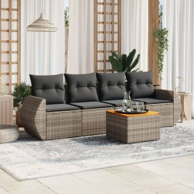 Garden sofa set with cushions 5 pieces gray synthetic rattan by , Garden sets - Ref: Foro24-3257215, Price: 319,49 €, Discoun...