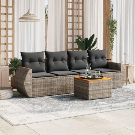 Garden sofa set with cushions 5 pieces gray synthetic rattan by , Garden sets - Ref: Foro24-3257215, Price: 319,49 €, Discoun...