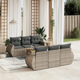 7-piece garden sofa set with gray PE rattan cushions by , Garden sets - Ref: Foro24-3257229, Price: 492,57 €, Discount: %