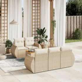 Gartensofa-Set mit Kissen, 6-teilig, beiges synthetisches Rattan von , Gartensets - Ref: Foro24-3257220, Preis: 520,01 €, Rab...