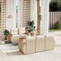 Garden sofa set with cushions 6 pieces beige synthetic rattan by , Garden sets - Ref: Foro24-3257220, Price: 497,87 €, Discou...