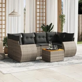 7-teiliges Gartensofa-Set mit grauen PE-Rattan-Kissen von , Gartensets - Ref: Foro24-3257236, Preis: 457,86 €, Rabatt: %
