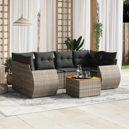 7-piece garden sofa set with gray PE rattan cushions by , Garden sets - Ref: Foro24-3257236, Price: 457,86 €, Discount: %